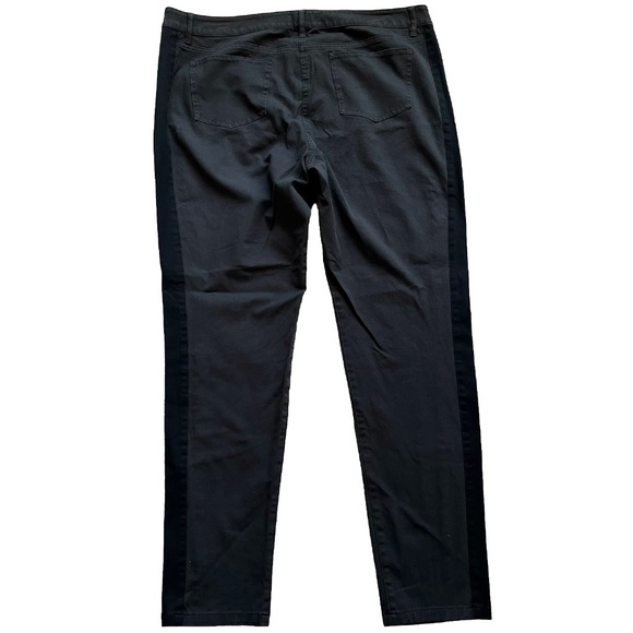 EILEEN FISHER ORGANIC COTTON BLACK PANTS W/ SIDE STRIP DETAIL SIZE LARGE CHIC - Picture 2 of 9